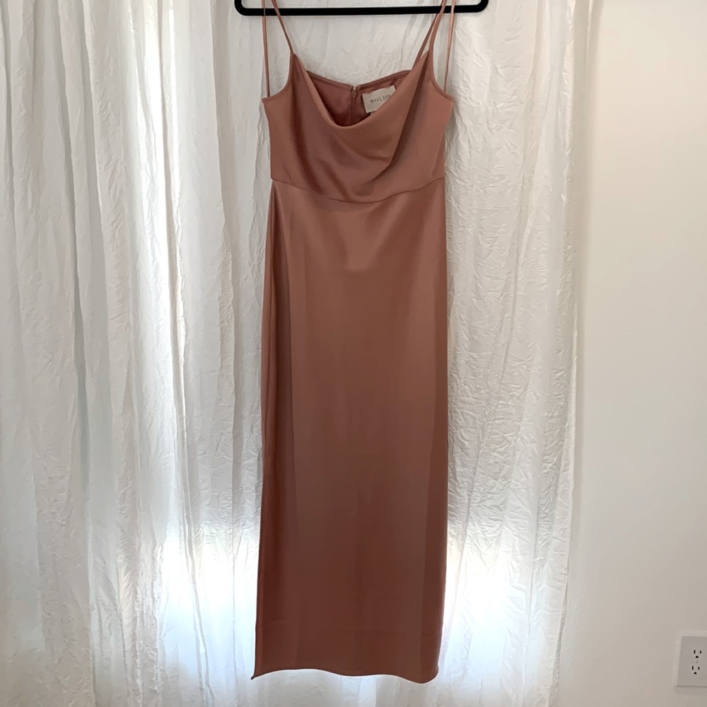 BHLDN Cali Satin Charmeuse Midi Dress in Sedona sunset. New with tags. Size 8